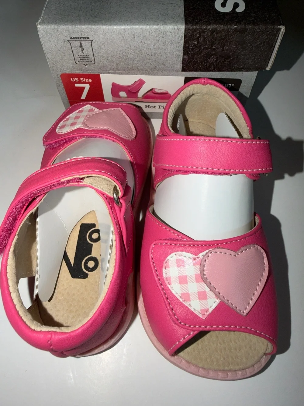 See Kai Run Girls Hot Pink Heart Sandals